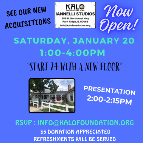 Saturday January 20, 1-4 pm, "Start '24 with a New Floor", RSVP to info@kalofoundation.org